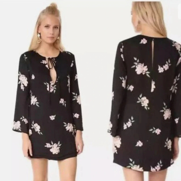 NWT Capulet Charlotte Black Midnight Rose Bell Sleeve Shift Dress Size L - Picture 9 of 9
